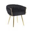 Eva Chair Velvet Black Gold Frame