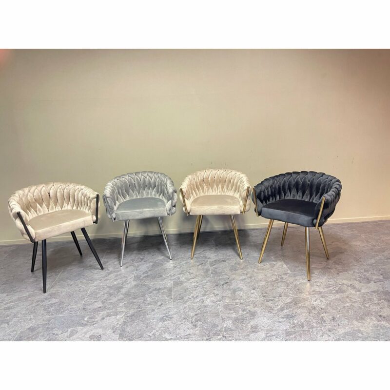 Eva Chair Velvet Grey Chrome Frame - Afbeelding 3