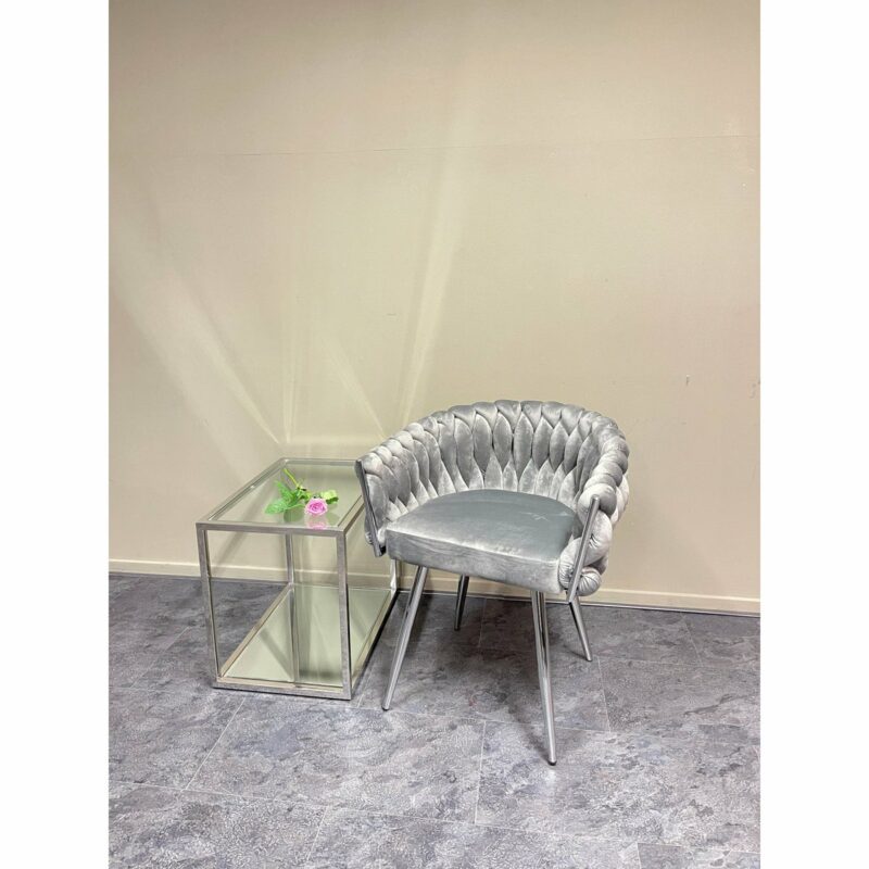 Eva Chair Velvet Grey Chrome Frame - Afbeelding 2