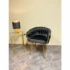 Eva Chair Velvet Black Gold Frame - Afbeelding 2