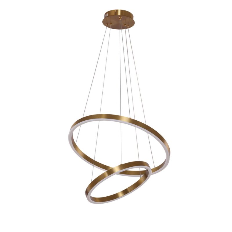 Vooraanzicht van de Hanglamp Neo Copper Gold met 2 ringen (40-60 cm)