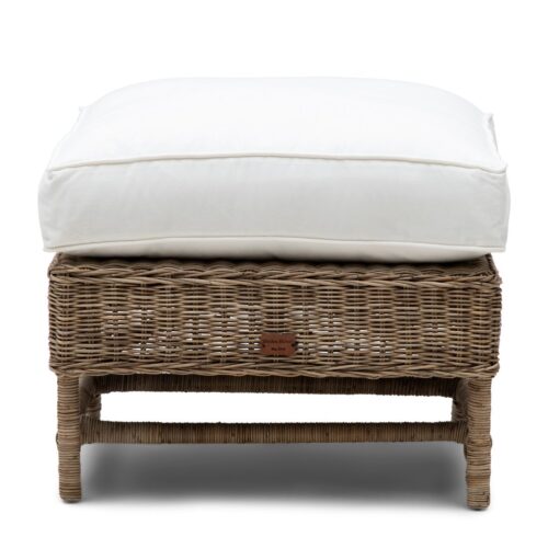 Nicolas voetenbank van rustic rattan in natuurlijk grijs