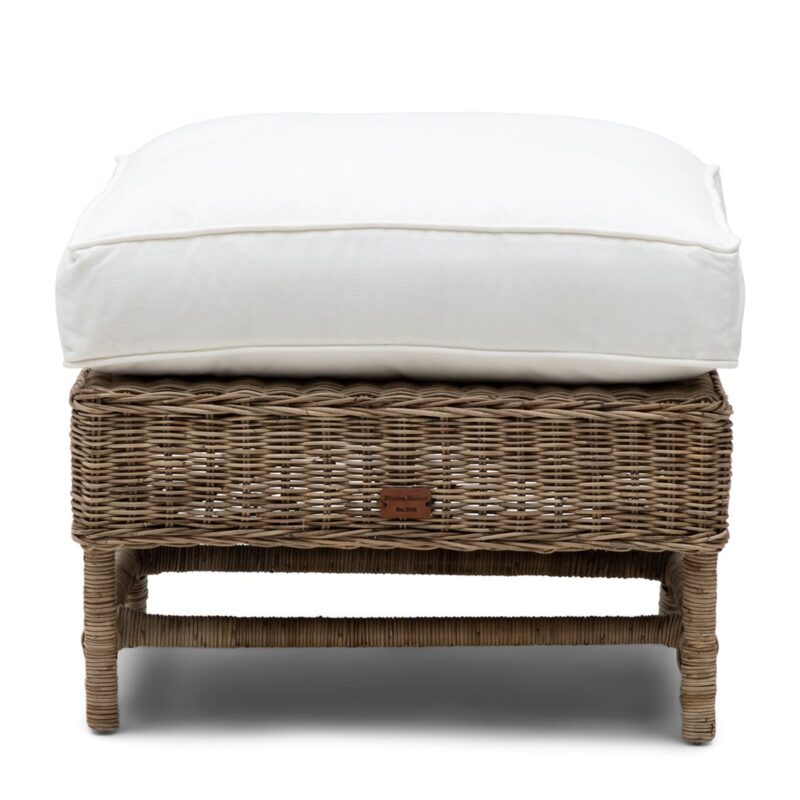 Nicolas voetenbank van rustic rattan in natuurlijk grijs