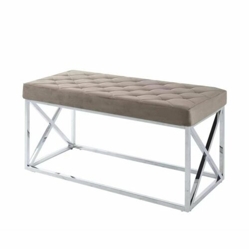 Vera Taupe Velvet Bench – Stylish and Comfortable Seating