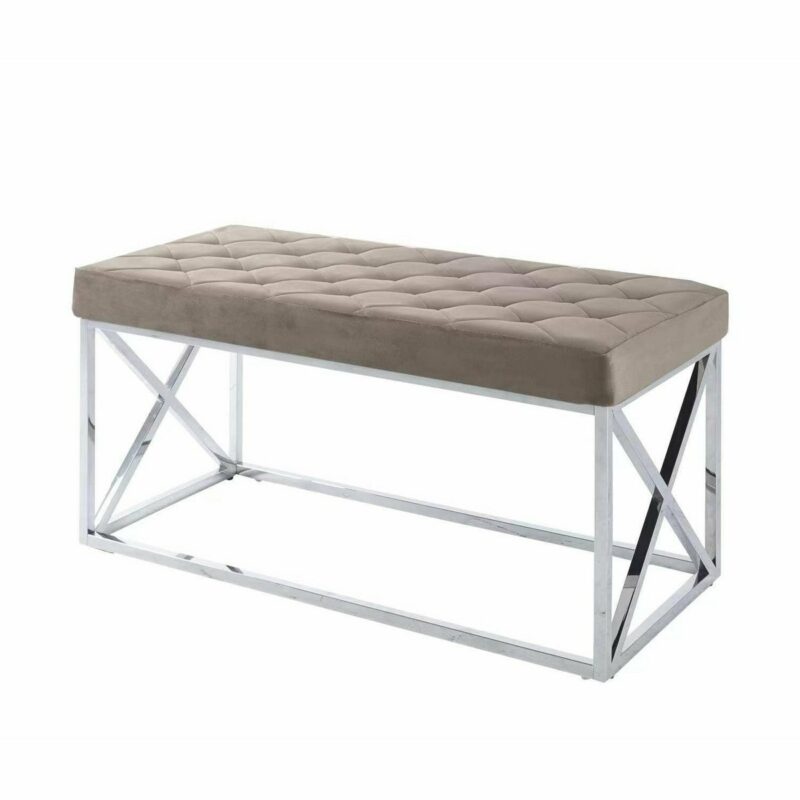 Vera Taupe Velvet Bench – Stylish and Comfortable Seating