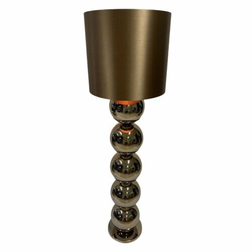 Zijaanzicht van de XL bollamp sepia vloerlamp