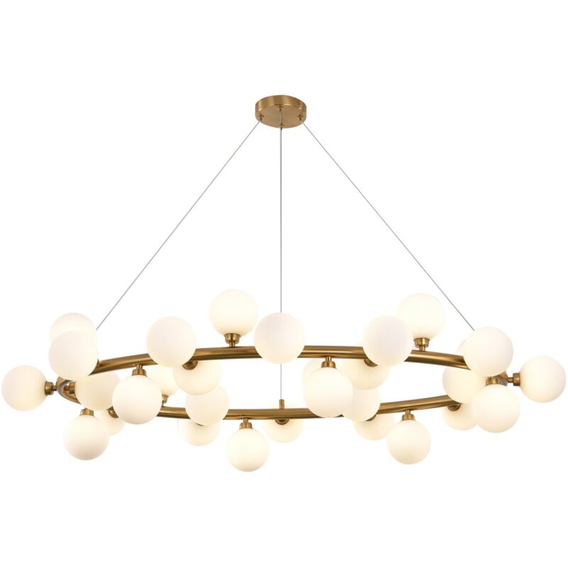 Close-up van de witte en gouden afwerking van de Hanglamp Elite 100 cm