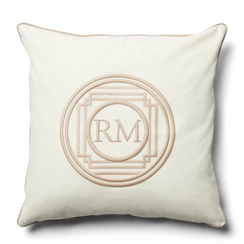 RM Steven kussenhoes 50x50 in gebroken wit met beige borduring
