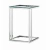Laptoptafel zilver met RVS frame en glazen bla