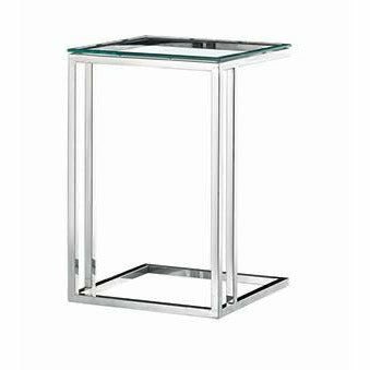 Laptoptafel zilver met RVS frame en glazen bla