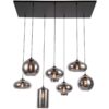 Vooraanzicht van de Ava hanglamp smoke glas met 7 lichtpunten, modern design