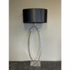 XL ringlamp chroom vloerlamp met satijnen zwarte kap