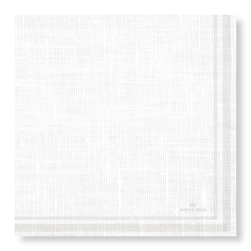 Manor Road Linen Luxe White dinerservetten voorkant design puur wit