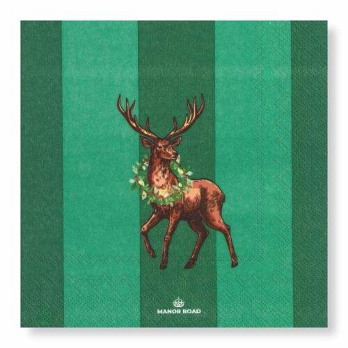 Manor Road Mr Stag Green servetten voorkant design