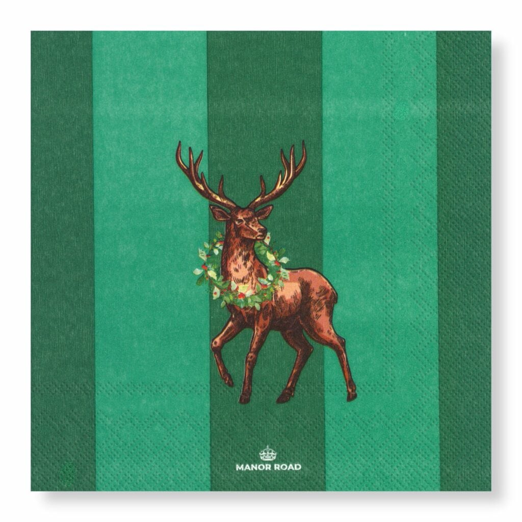 Manor Road Mr Stag Green servetten voorkant design