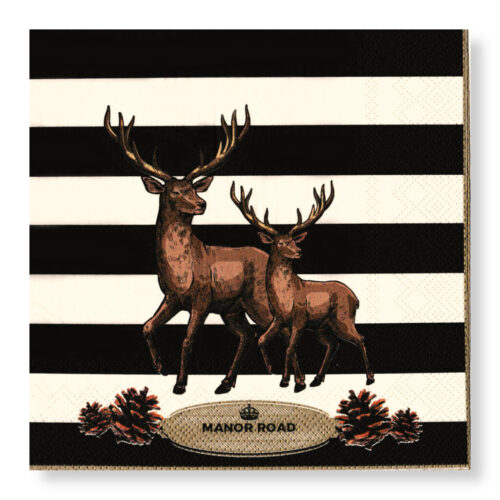 Manor Road Striped Deer luncheonservetten voorkant design
