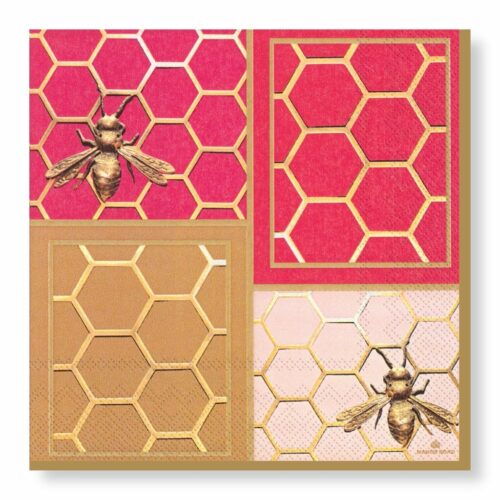 Colourblock Bees luxe papieren servetten NAPC0068-20 / NAPL0068-20 – cocktail of luncheon (set van 20)