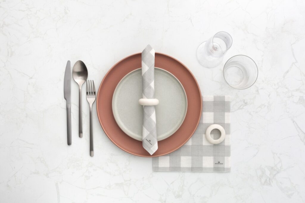 Linen Gingham Soft Grey luxe papieren servetten NAPD0088-20 – dinner formaat (set van 20) - Afbeelding 5
