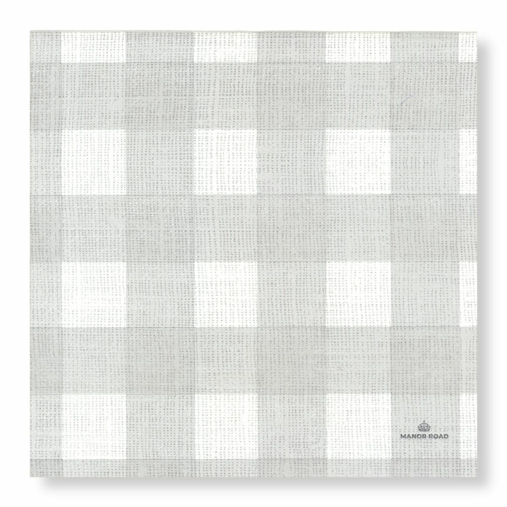 Linen Gingham Soft Grey servetten met zacht grijs ruitpatroon