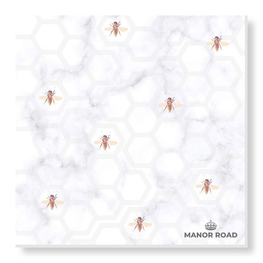 Marbled Bee servetten met marmerpatroon en bijenillustraties