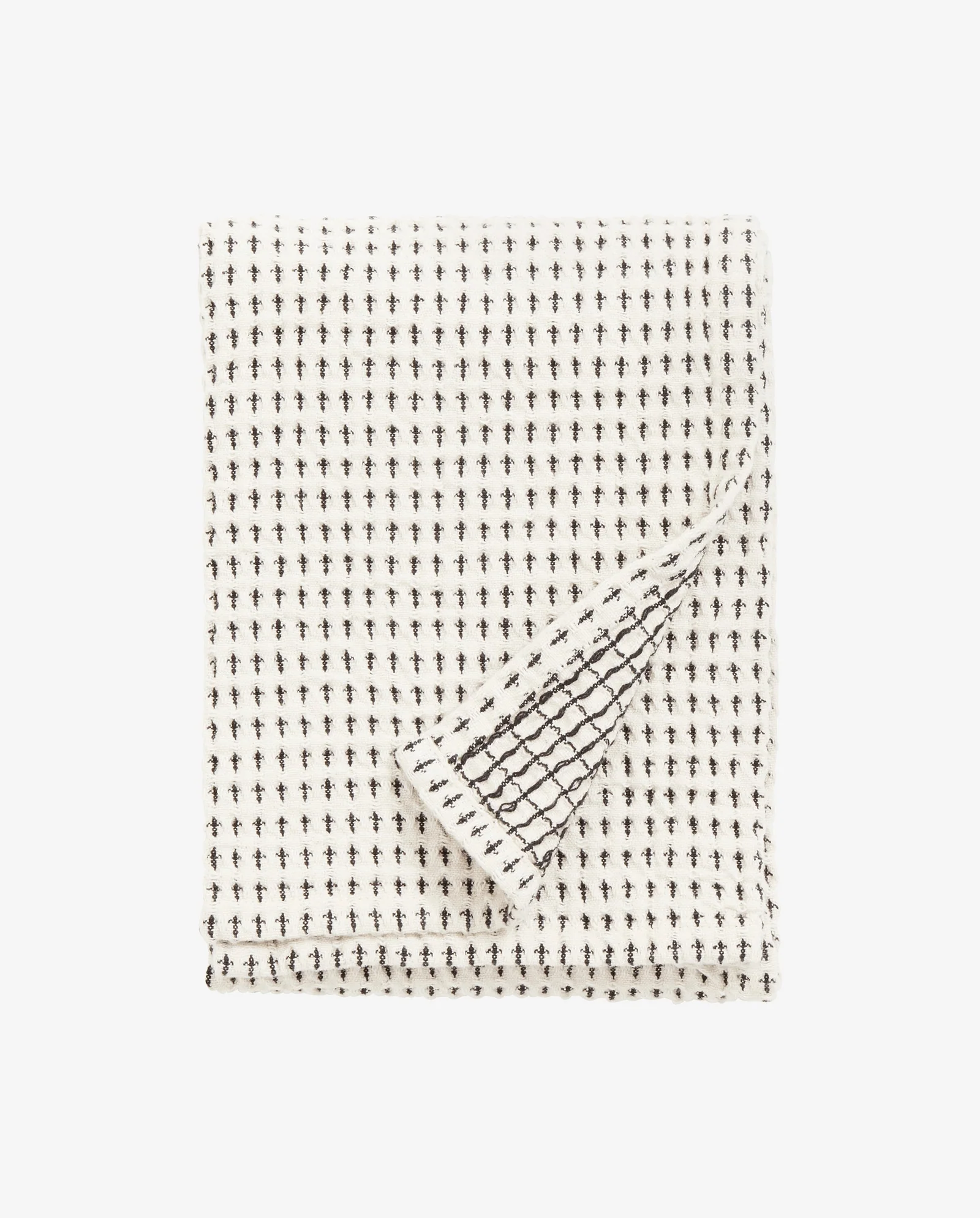 Nordal wafel theedoek off white met zwart detail katoen