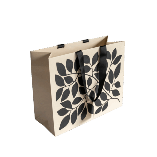 Montei luxe cadeautas Ivory Black Leaf vooraanzicht Large
