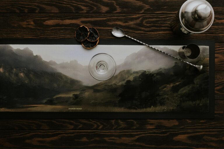 Close-up van rubber structuur van The Landscape bar mat voor grip