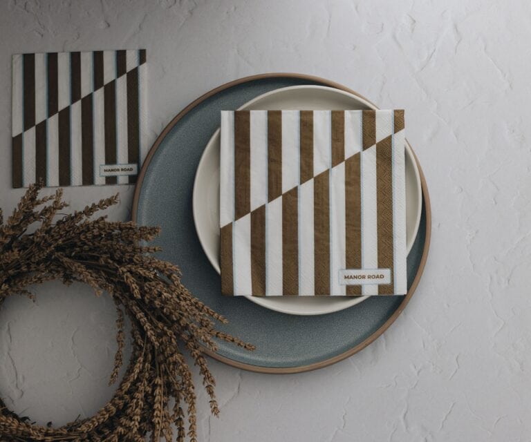 Overzicht van cocktail en luncheon Toffee Stripe servetten