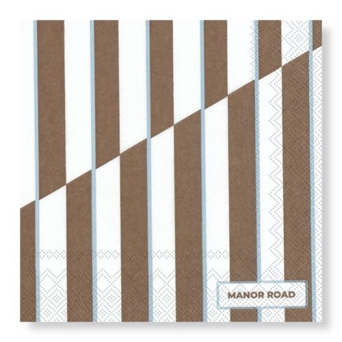 Manor Road Toffee Stripe cocktail servetten NAPC0129-20 met warm streeppatroon