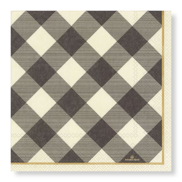 Manor Road Gingham Grey servetten in Cocktail en Luncheon