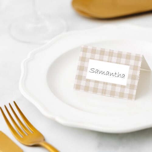 Manor Road Linen Gingham Natural Place Cards
