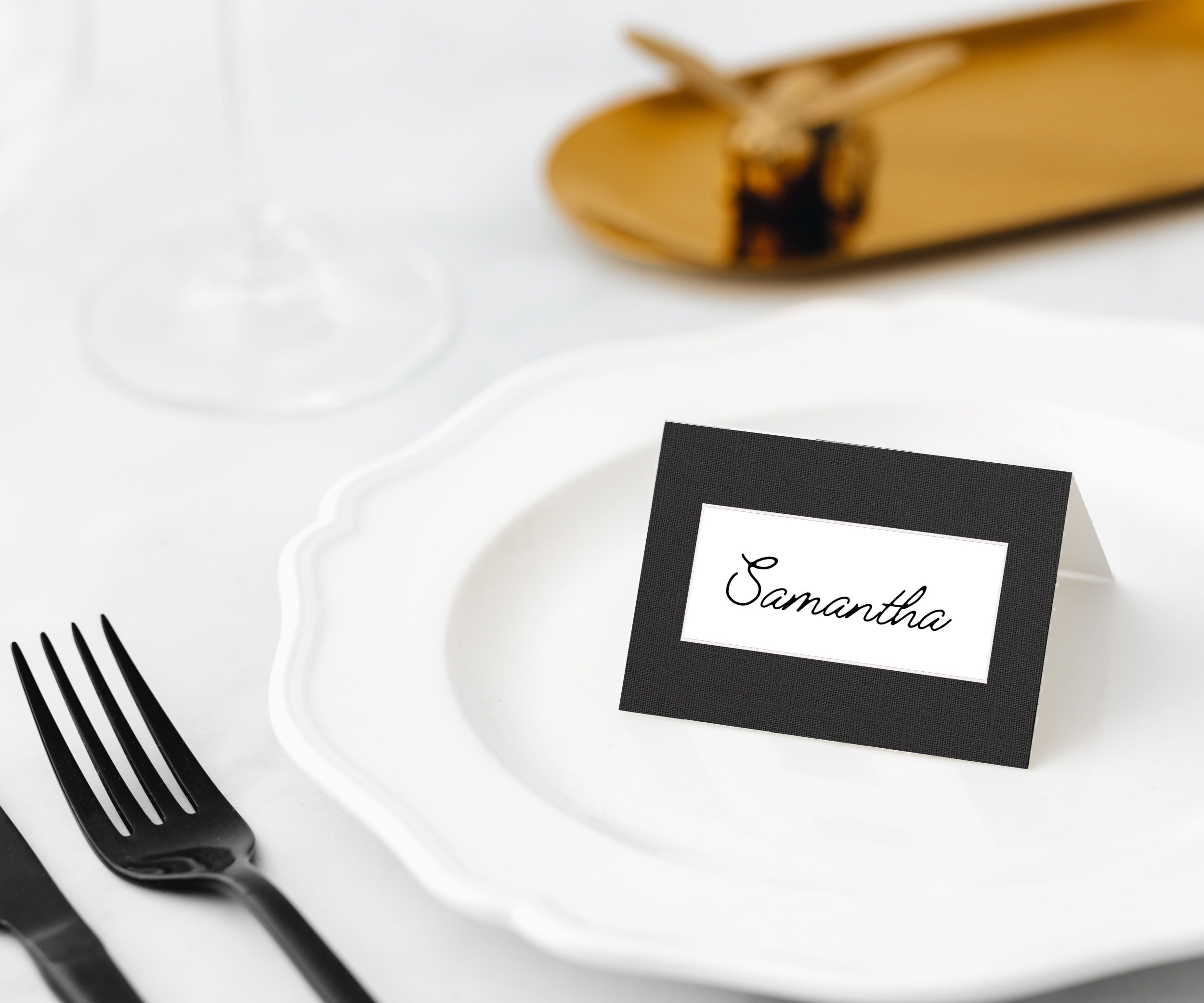 Manor Road Linen Black Place Cards PCCD0010-45