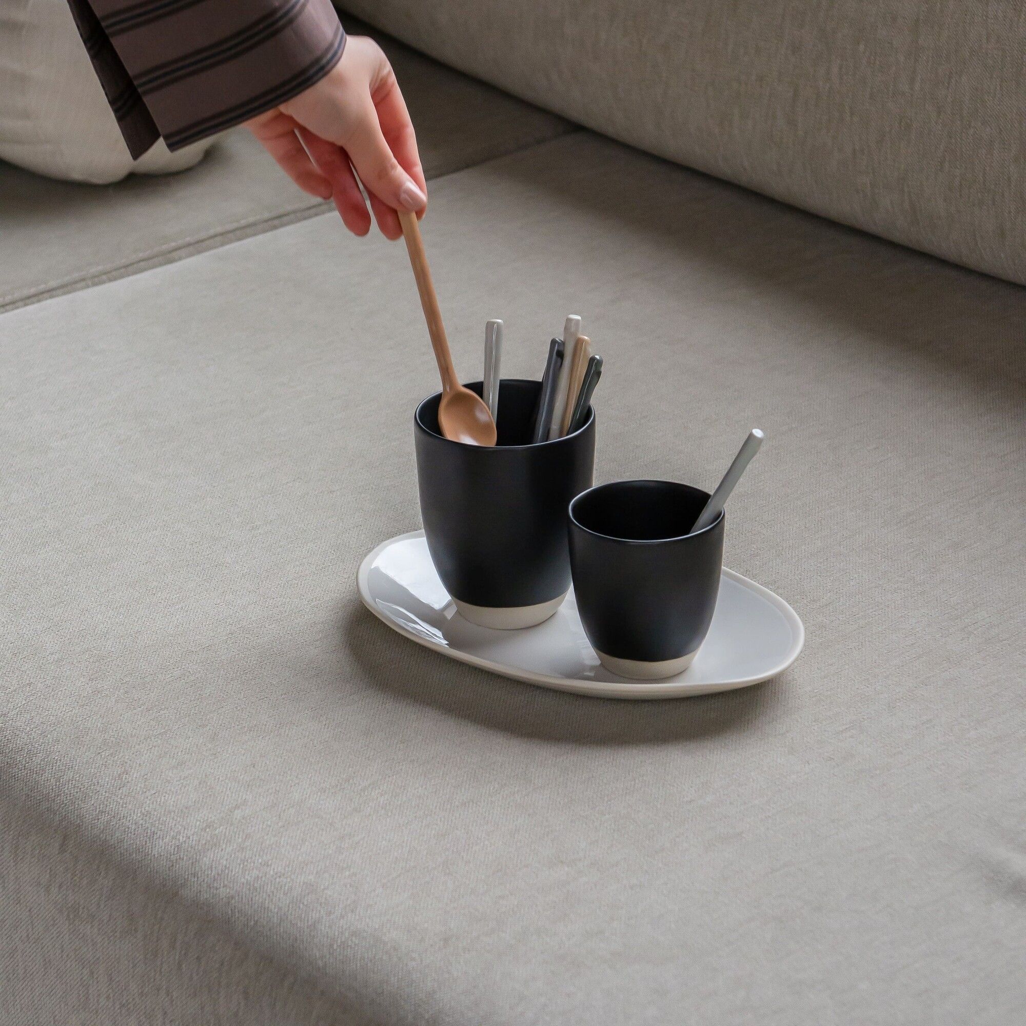 Detail van de handgemaakte Atelier theelepel